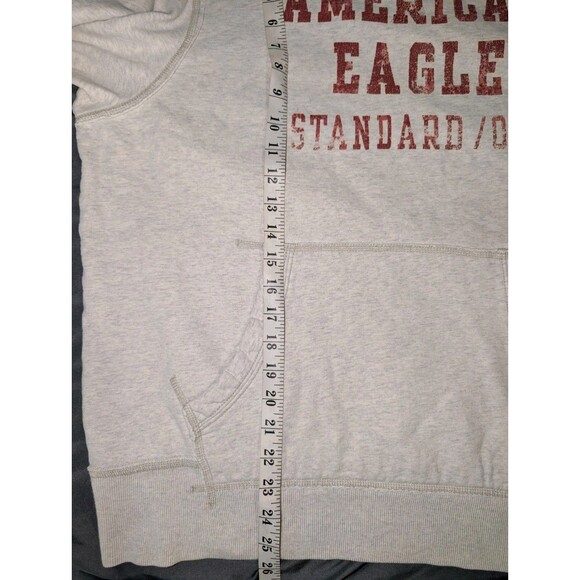 American Eagle Outfitters Hoodie Sweatshirt Men's XL Gray Red Logo Graphic Y2K * - Picture 8 of 10